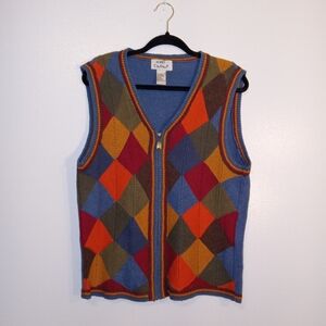 Koret Colorful Argyle Zip Sweater Vest